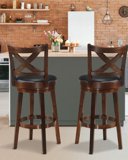 Counter Height Dining Chair, Fabric Upholstered 360 Degree Swivel, PVC Cushioned Seat, Perfect for Dining and Living Room