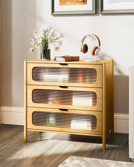 Giantex Bamboo 3-Drawer Storage Cabinet