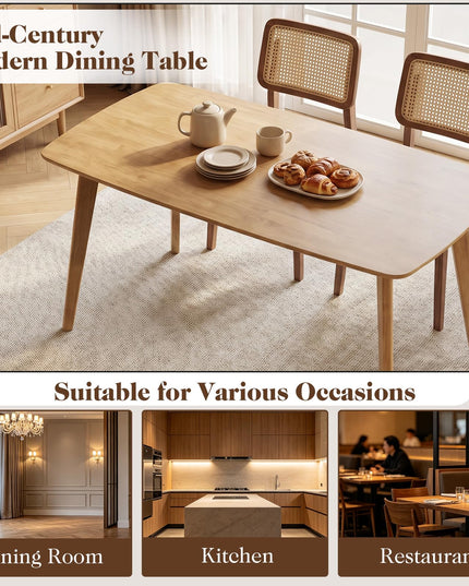 Giantex 55" Solid Wood Rectangular Dining Table for 4-6 (55" x 27.5" x 30")