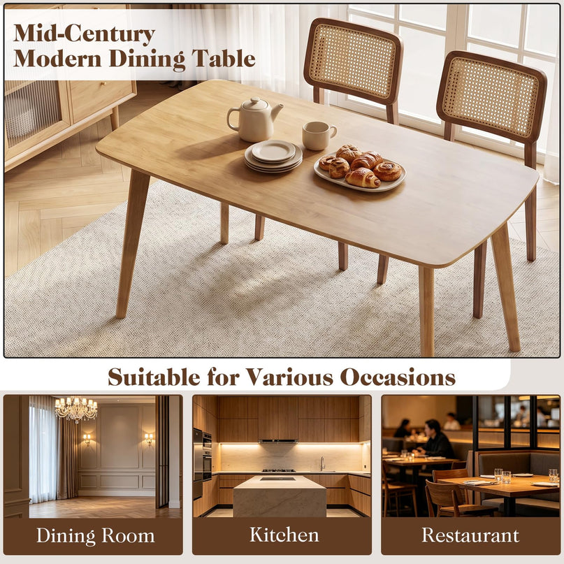 Giantex 55" Solid Wood Rectangular Dining Table for 4-6 (55" x 27.5" x 30")