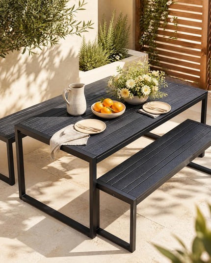 GIANTEX 48" Outdoor Bench with Heavy-duty Metal Frame & Slatted Seat for Entryway