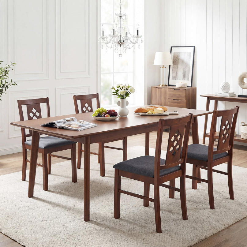Giantex Wooden Dining Chairs Set of 2/4 with Elegant Diamond Back
