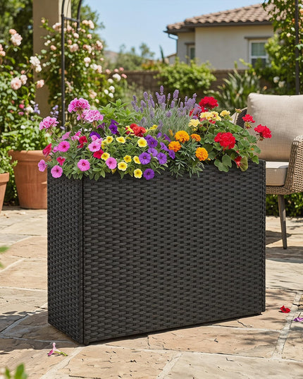 GIANTEX Wicker Raised Garden Bed Rattan Garden Planter Box