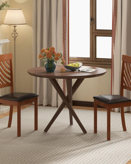 Giantex Dining Chair, Faux Leather Upholstered Kitchen Chairs w/Rubber Wood Legs & Ergonomic Back
