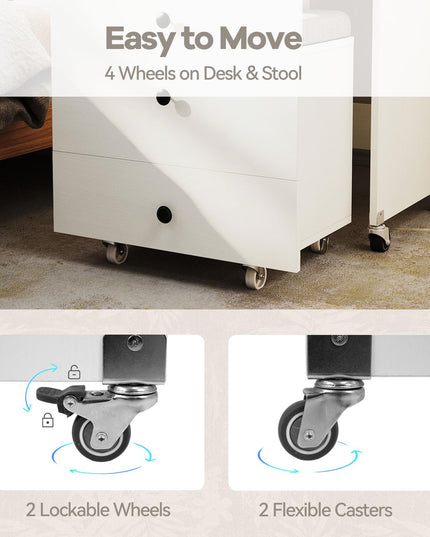 CHARMAID 3-in-1 Vanity Desk with Flip-Top LED Mirror