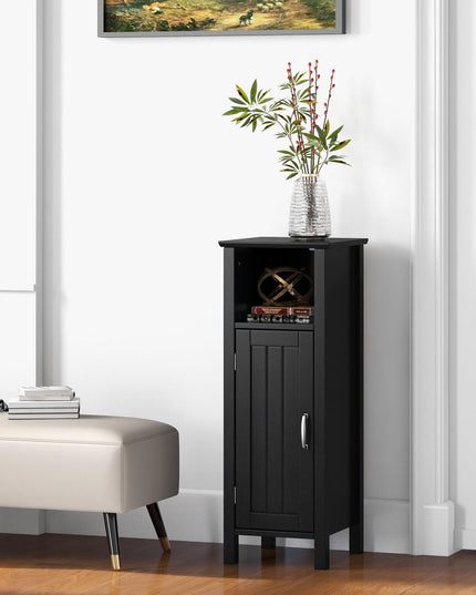 Giantex Narrow Bathroom Storage Cabinet - Corner Unit with Open Compartment, Adjustable Shelf
