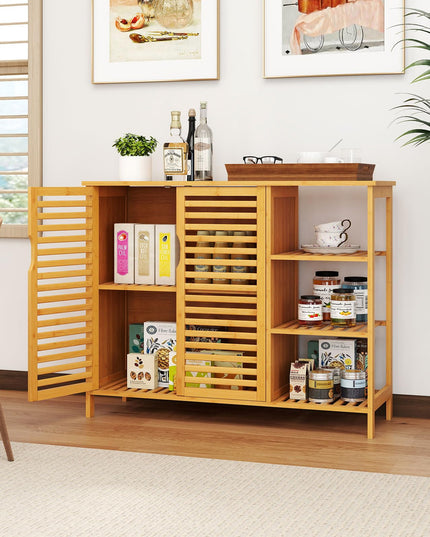 Giantex Bamboo Bathroom Storage Cabinet for Living Room