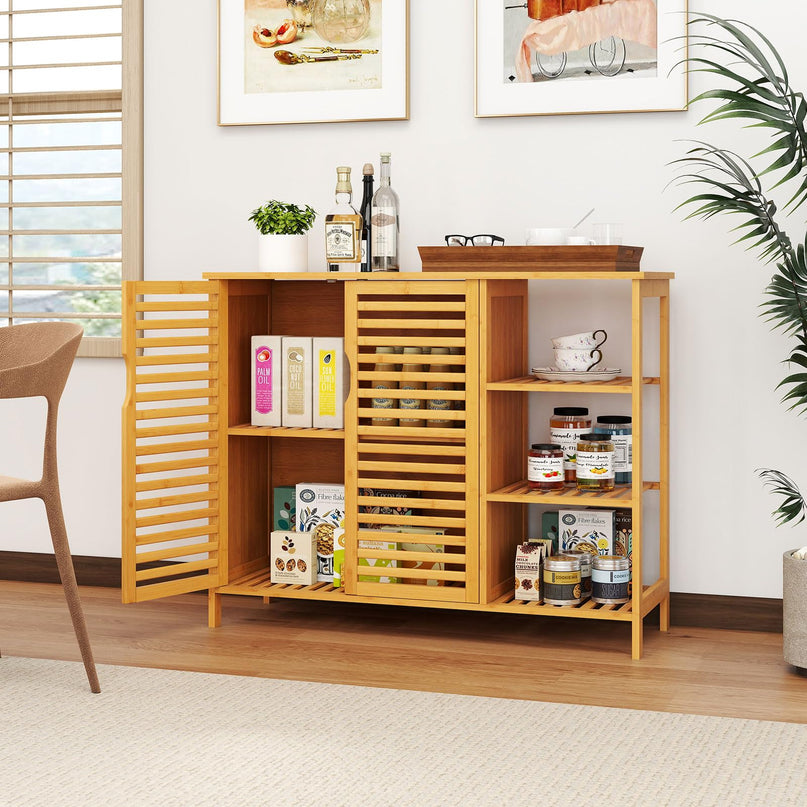 Giantex Bamboo Bathroom Storage Cabinet for Living Room