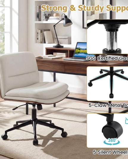 Giantex Armless Office Chair with Wheels for Home Office & Bedroom