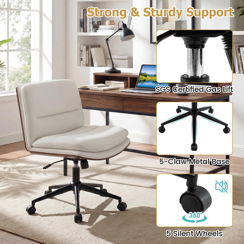 Giantex Armless Office Chair with Wheels for Home Office & Bedroom
