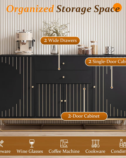GIANTEX Modern Sideboard Buffet Cabinet with Storage & 2 Drawers
