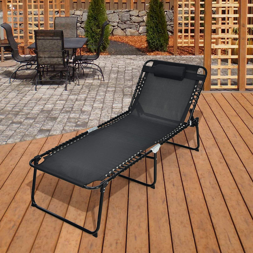 Giantex Patio Lounge Chair Folding Tanning Chair, Sunbathing Chaise Lounge W/Removable Headrest
