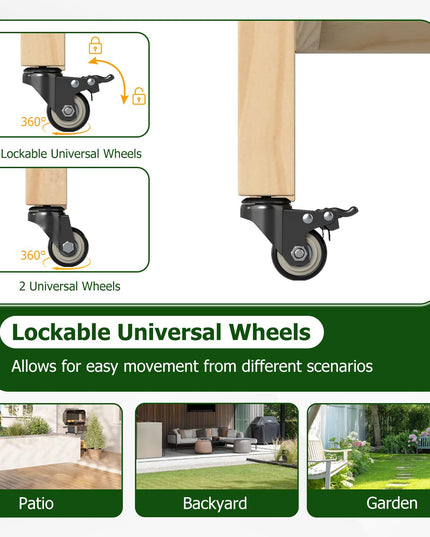 Giantex Jardinières surélevées mobiles Lot de 1/2 jardinières en bois