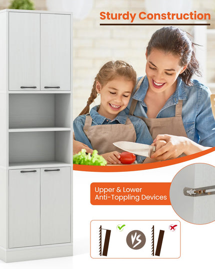 Giantex Kitchen Pantry Cabinet, 75” Tall Freestanding Cupboard with Doors & Shelves