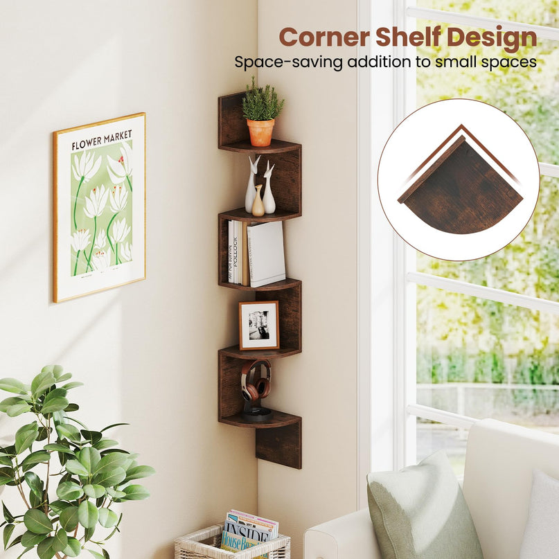Giantex Corner Shelf Wall Mounted for Living Room