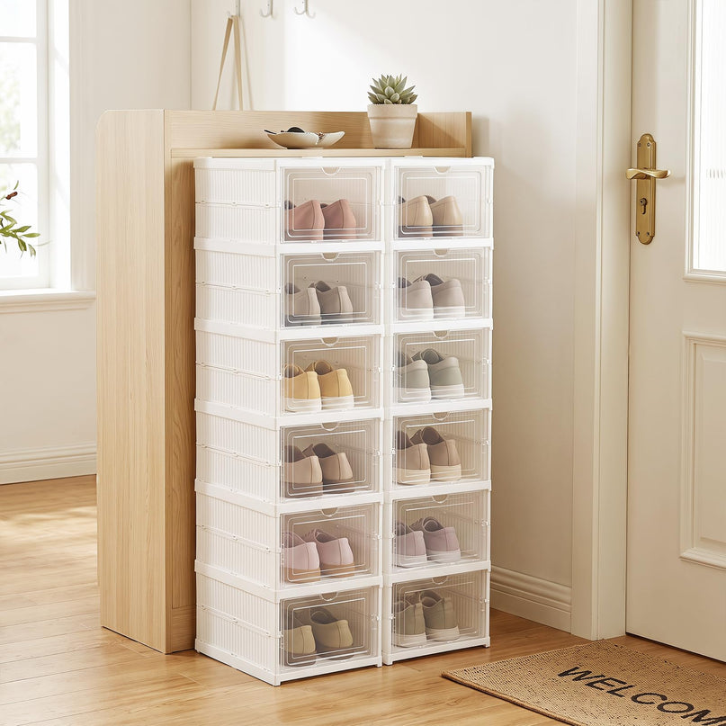 Giantex 6-Tier Folding Shoe Rack Organizer w/Clear Doors