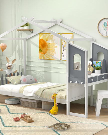 Giantex Full Size House Bed with Study Desk