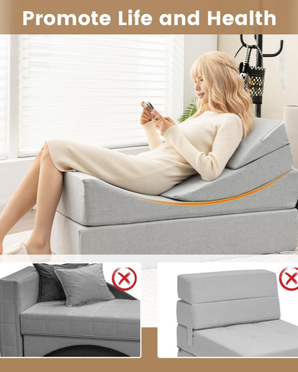 4-in-1 Floor Futon Sleeper Chair with High-Density Foam - Giantex