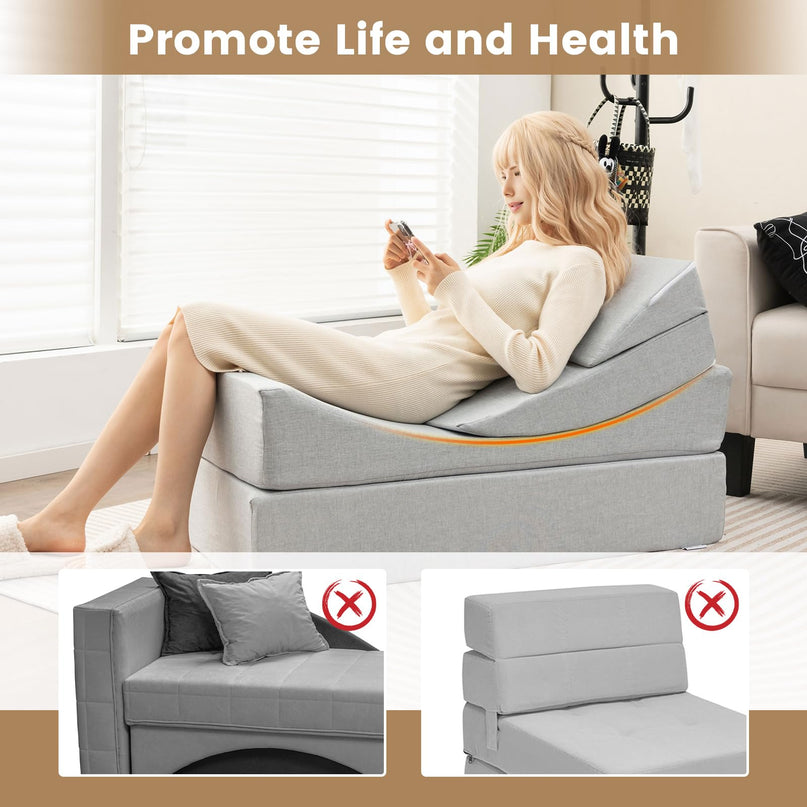 4-in-1 Floor Futon Sleeper Chair with High-Density Foam - Giantex