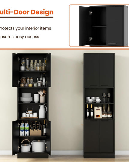 Giantex Kitchen Pantry Cabinet, 75” Tall Freestanding Cupboard with Doors & Shelves