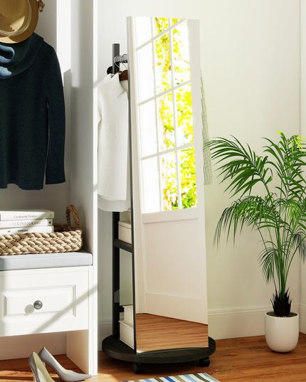 Full Length Mirror with Coat Rack for Bedroom