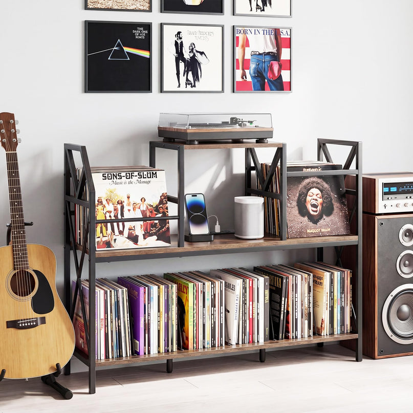 Giantex Large Record Player Stand with Charging Station