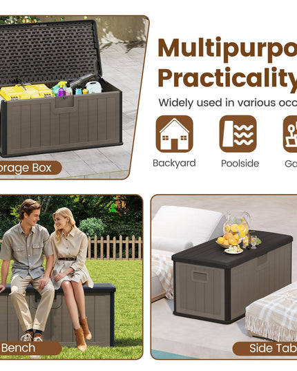 Giantex 100 Gallon Deck Box with Lockable Lid for Patio Furniture Cushions