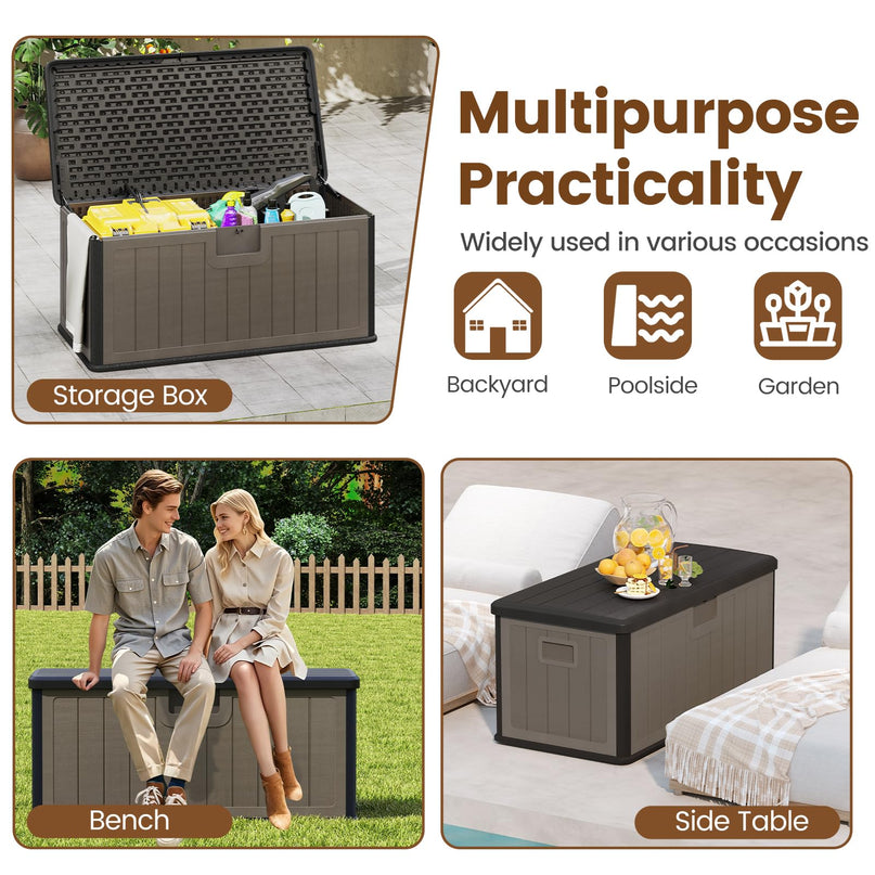 Giantex 100 Gallon Deck Box with Lockable Lid for Patio Furniture Cushions