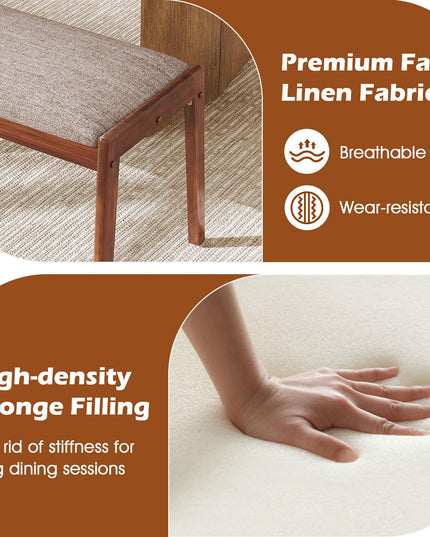Giantex 45" Upholstered Entryway Bench with Rubber Wood Legs & Fabric Padded Seat