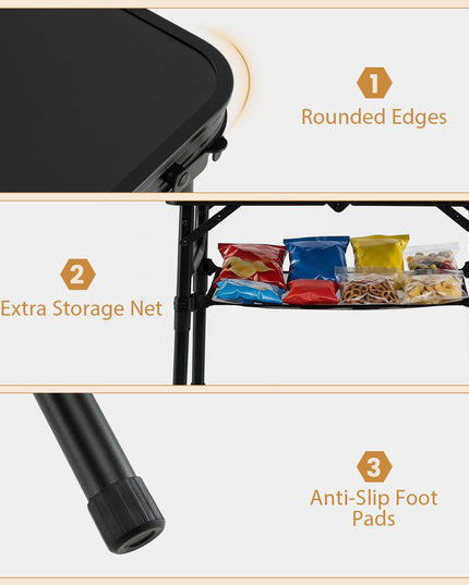 Giantex 2 FT Folding Portable Aluminum Small Picnic Table with Storage Net & Carry Handle