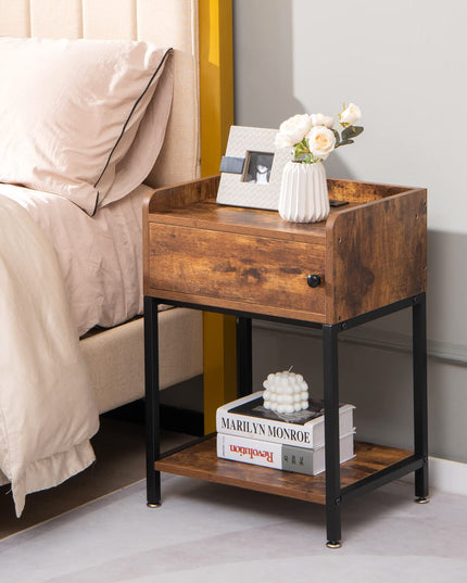 Giantex Nightstand with Charging Station - Sofa Side Table