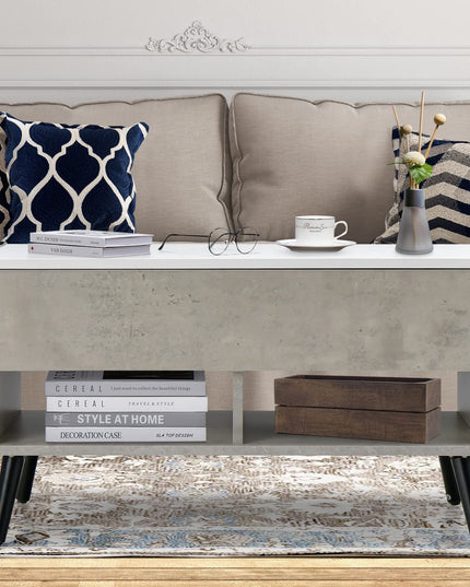 Giantex Lift Top Coffee Table, Modern Cocktail Table w/Hidden Compartment & 2 Open Shelves