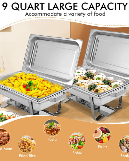 Giantex 2 Packs Chafing Dish 9 Quart Chafter Dishes Stainless Steel