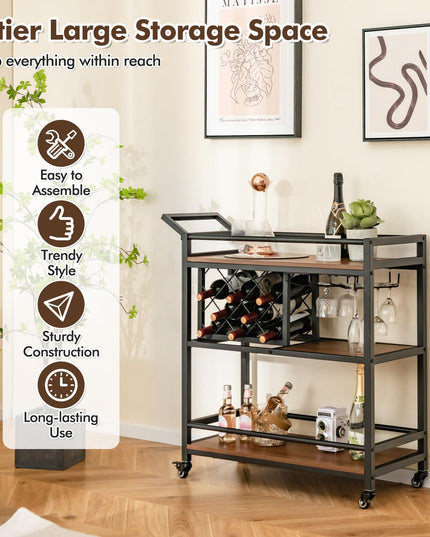 Giantex Bar Cart, 3 Tier Serving Cart for Home