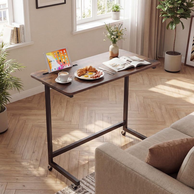 Giantex Table d'appoint mobile en forme de C - Table de chevet roulante avec fente pour tablette ( 1/2 )