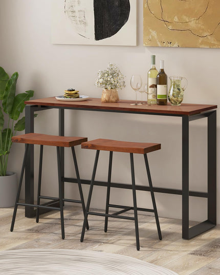Giantex 24" Bar Stools Set of 2, Counter Height Bar Stools with Footrests, Solid Metal Legs