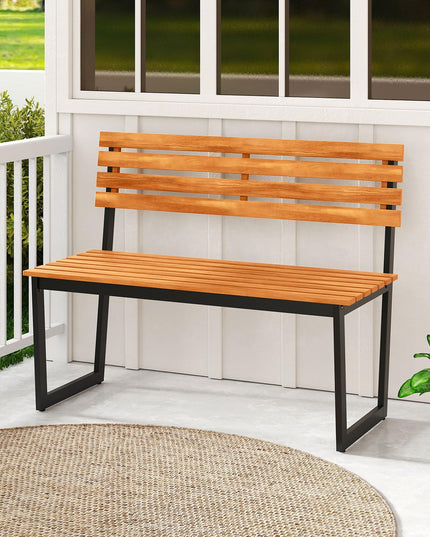 Giantex 43"×22"×33" Acacia Wood Patio Loveseat with Backrest | 800 lbs Weight Capacity