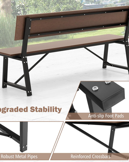 Giantex Outdoor Bench, 4-Person 72 Inches Garden Bench with Weatherproof HDPE Backrest & Seat