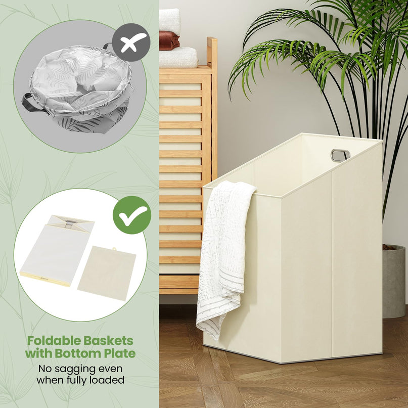 Giantex Tilt Out Laundry Hamper 20 Gal Bamboo Laundry Storage Cabinet