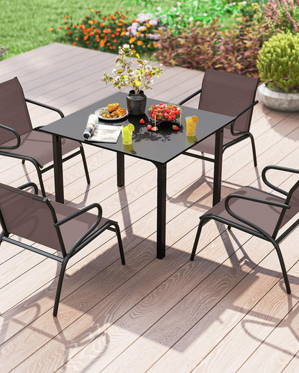 Giantex All Weather Patio Chairs with Ergonomic Backrests & Armrests