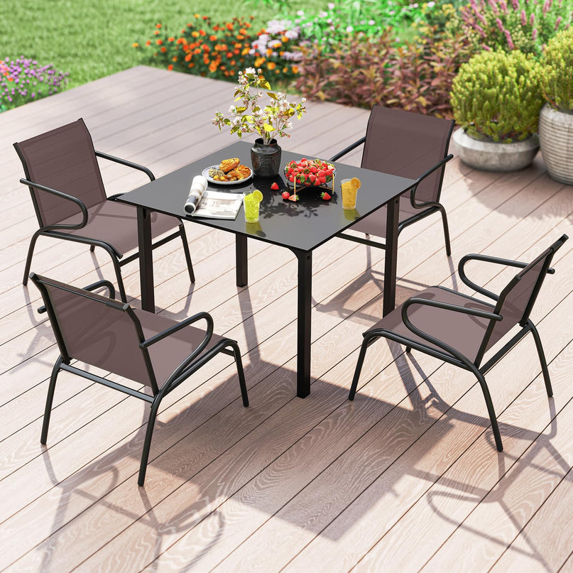 Giantex All Weather Patio Chairs with Ergonomic Backrests & Armrests