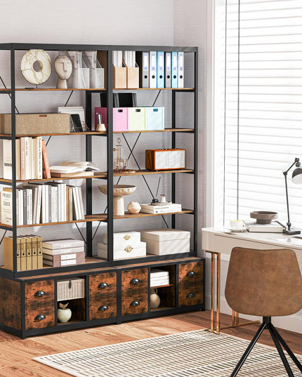 Giantex 8-Tier Bookshelf with Storage, 79" Freestanding Bookcase with 4 Fabric Drawers & Adjustable Shelf