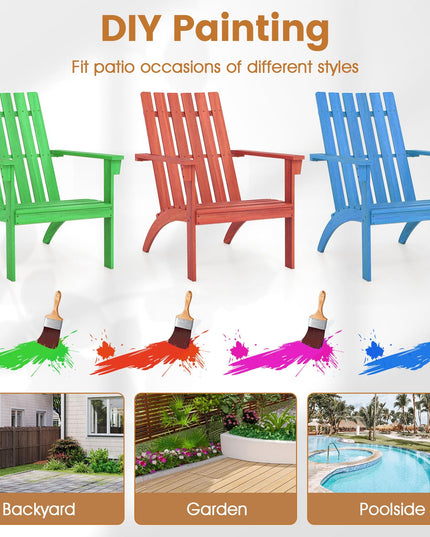 Giantex Adirondack Chair Acacia Wood Fire Pit Chairs w/Inclined Seat(1/2/4)