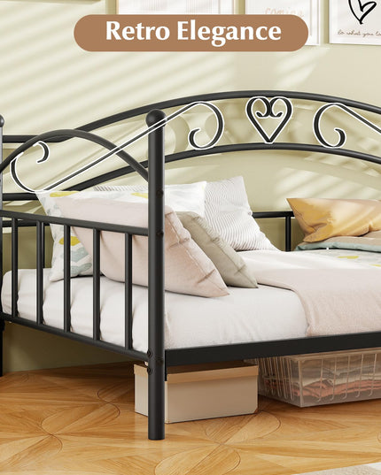 Giantex Metal Twin Daybed with Stylish Headboard & 12 Metal Slats Support for Living Room
