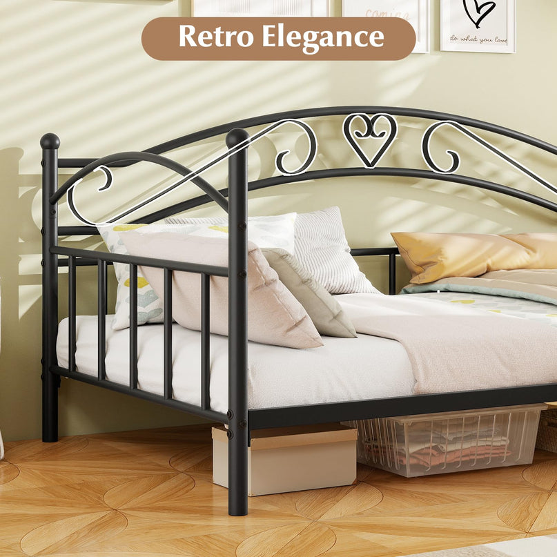 Giantex Metal Twin Daybed with Stylish Headboard & 12 Metal Slats Support for Living Room