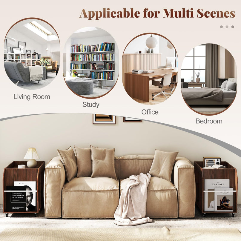 Giantex Rolling End Table with Storage for Study Living Room Bedroom
