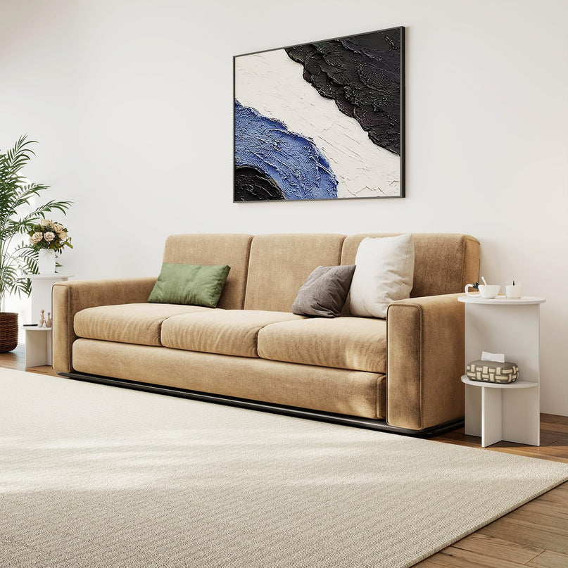 Giantex Round End Tables with Storage Shelf | Modern Night Stands for Small Space