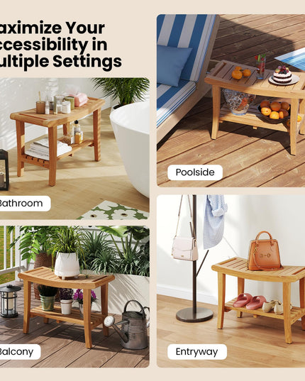 Giantex Teak Wood Shower Bench