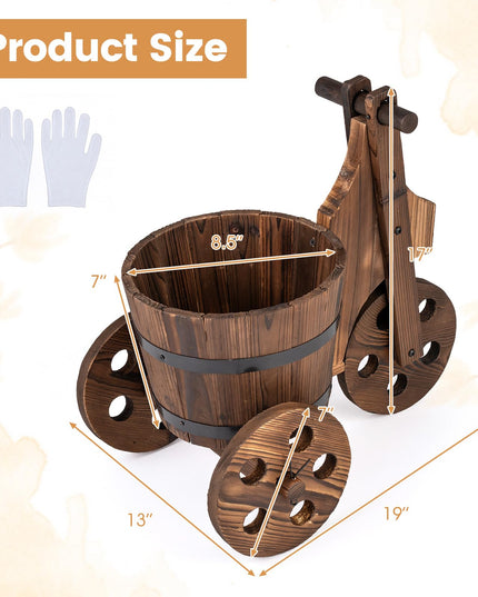 Support pour plantes en bois rustique Giantex avec 3 roues et trou de drainage pour fleurs, herbes et légumes