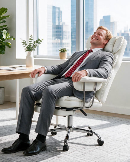 GIANTEX Big and Tall Office Chair with Footrest & Pocket Spring Seat